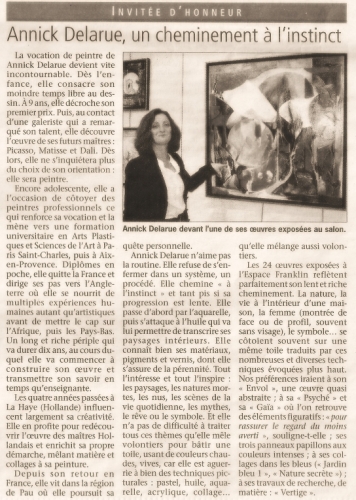 prsentation du peintre Annick Delarue, invite d'honneur, par Elisabeth Le Borgne,critique d'art